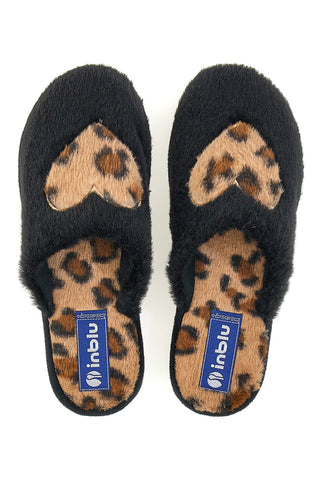 Schwarze und blaue Hausschuhe mit Animal-Print, 100 Pfund