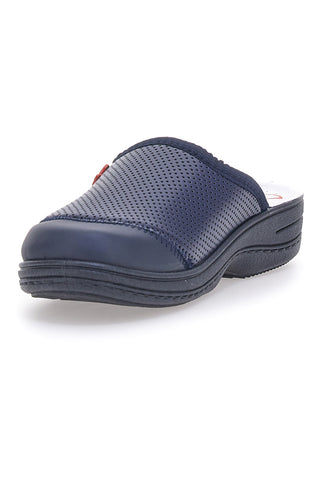 Blaue Arbeitspantoffeln aus echtem Leder, Mrs. Chef 553