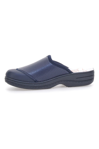 Blaue Arbeitspantoffeln aus echtem Leder, Mrs. Chef 553