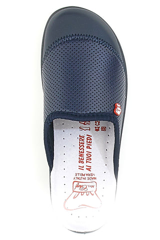 Blaue Arbeitspantoffeln aus echtem Leder, Mrs. Chef 553