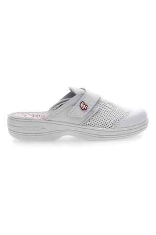 Mrs Chef 1568 Weiße Arbeitspantoffeln aus echtem Leder