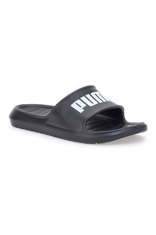 Schwarze Gummipantoffeln mit Maxi-Logo von Puma Divecat V2 Lite