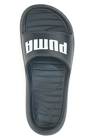 Schwarze Gummipantoffeln mit Maxi-Logo von Puma Divecat V2 Lite
