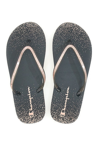 Ciabatte Infradito in Gomma nere con Glitter Champion Sparkling