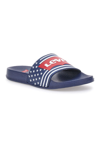Blaue Hausschuhe mit amerikanischer Flagge von Levi's VPOL0064S