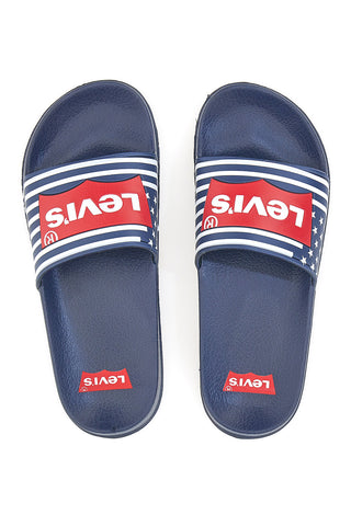 Blaue Hausschuhe mit amerikanischer Flagge von Levi's VPOL0064S