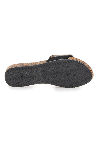 Schwarze Hausschuhe mit Perlen Fun Beach 14204