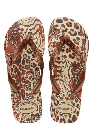 Havaianas Top Animal Beige und Braun gepunktete Flip-Flops