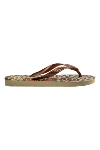 Havaianas Top Animal Beige und Braun gepunktete Flip-Flops