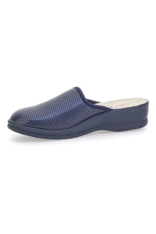 Blaue Hausschuhe, hergestellt in Italien, mit Echtleder-Fußbett Le Soft 824100