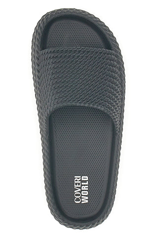 Schwarze Hausschuhe mit dicker Sohle Coveri World 2335