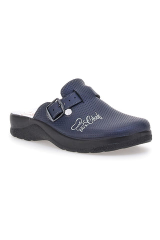 Blaue Hausschuhe, hergestellt in Italien, mit Innensohle aus echtem Leder, Mrs Chef 8005