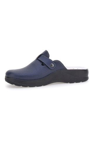 Blaue Hausschuhe, hergestellt in Italien, mit Innensohle aus echtem Leder, Mrs Chef 8005