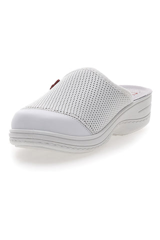 Weiße Arbeitspantoffeln aus echtem Leder, hergestellt in Italien, Mrs. Chef 553