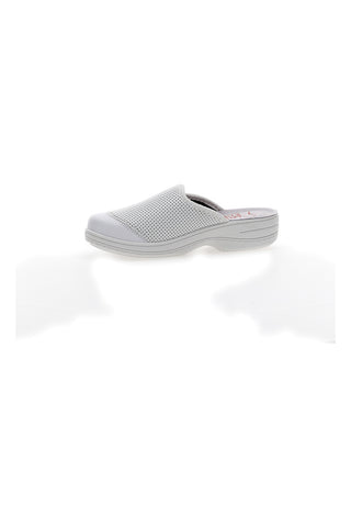 Weiße Arbeitspantoffeln aus echtem Leder, hergestellt in Italien, Mrs. Chef 553