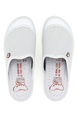 Weiße Arbeitspantoffeln aus echtem Leder, hergestellt in Italien, Mrs. Chef 553