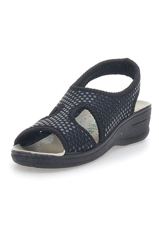 Schwarze Sandalen, hergestellt in Italien, mit Bio Up 1321-Lederfußbett