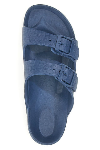 Blaue Hausschuhe mit Doppelschnalle 2T2L 726