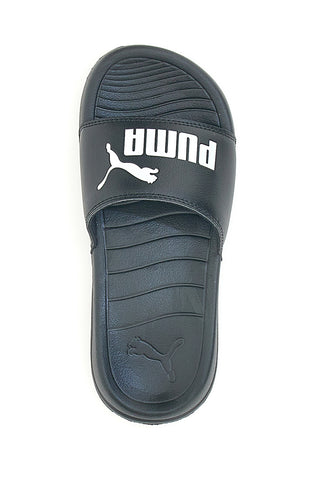 Schwarze Hausschuhe mit weißem Puma Popcat 20 jr-Logo