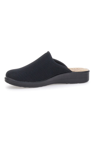 Schwarze Hausschuhe mit Lederfußbett, hergestellt in Italien, Fly Flot 83368