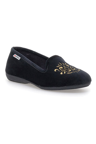 Schwarze Hausschuhe mit herausnehmbarer Innensohle und Gummisohle Superga 10272