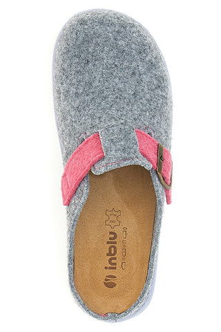 Graue Hausschuhe mit Schnalle und herausnehmbarer Innensohle INBLU 38 cs