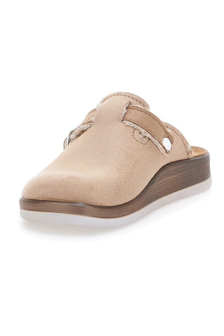 Nudefarbene Hausschuhe mit Innenfell und weißer Sohle INBLU 20 ct