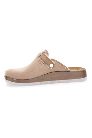 Nudefarbene Hausschuhe mit Innenfell und weißer Sohle INBLU 20 ct