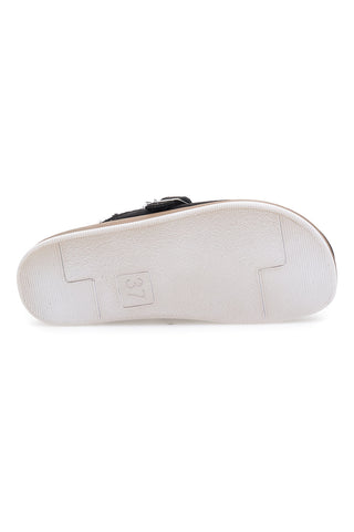 Schwarze Hausschuhe mit Innenfell und weißer Sohle INBLU 20 ct