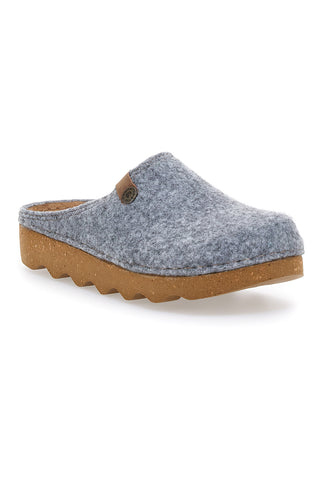 Graue Hausschuhe aus blauem Stoff 08 DK