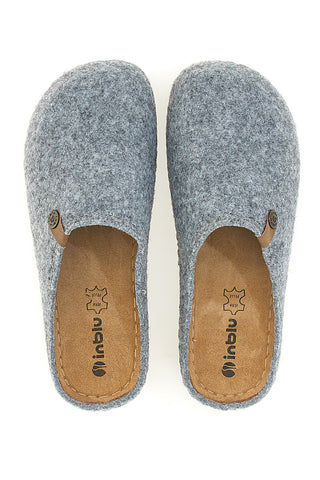 Graue Hausschuhe aus blauem Stoff 08 DK