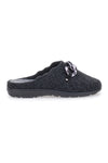 Schwarze Filzpantoffeln mit Gunmetal-Kette Danke 3004d