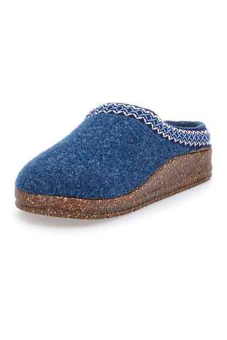 Pantofole Blu in Feltro con Bordo Ricamato e Plantare Estraibile Pittarello Stella Del Nord Bio2