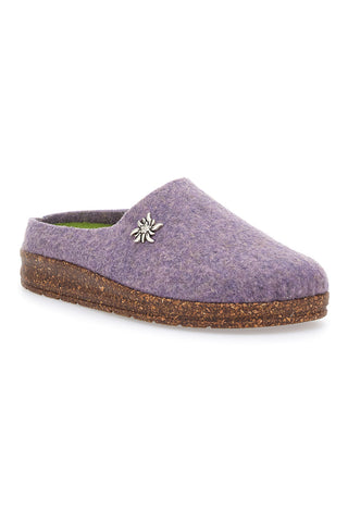 Pantofole Lilla in Feltro con Fiore in Metallo e Plantare Estraibile Pittarello Stella Del Nord Bio6