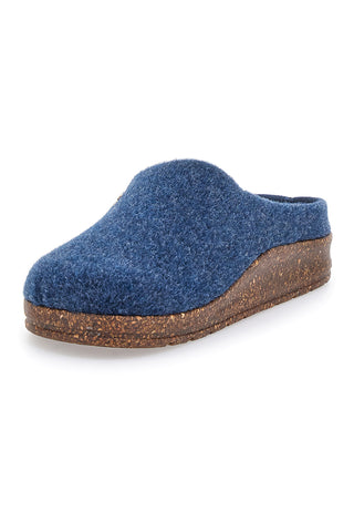 Pantofole Blu in Feltro con Fiore in Metallo e Plantare Estraibile Pittarello Stella Del Nord Bio6