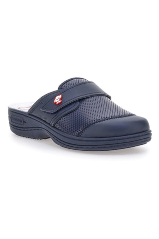 Ciabatte Da Lavoro Blu Vera Pelle Made In Italy Mrs Chef 1568