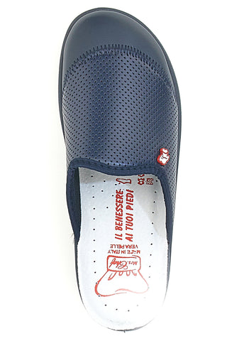 Ciabatte Da Lavoro Blu Vera Pelle Made In Italy Mrs Chef 553