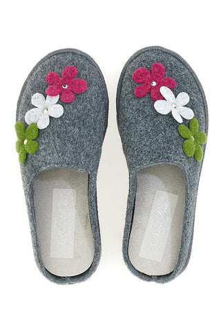 Graue Hausschuhe mit Blumen DOLCE VITA 045