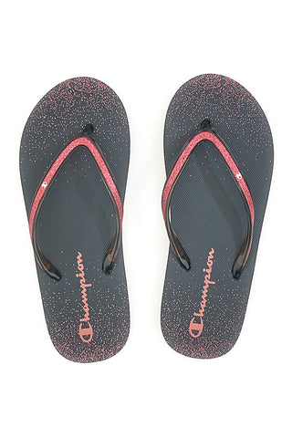 Ciabatte Infradito nere con glitter e logo Champion 11825