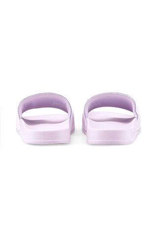 Lila Slipper mit Band und weißem PUMA Leadcat 2 Logo