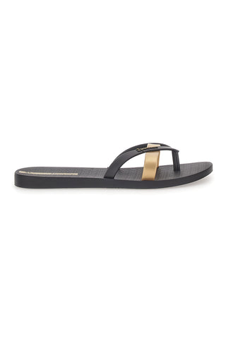 Schwarz-goldene Flip-Flops mit Doppelband Ipanema IP81805