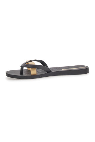 Schwarz-goldene Flip-Flops mit Doppelband Ipanema IP81805