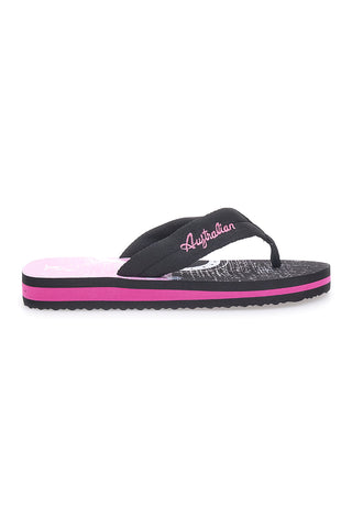Australian AU24W408 Flip-Flops mit Grafikdruck in Schwarz und Fuchsia für Damen