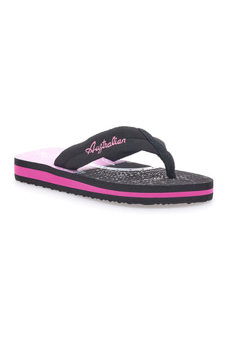 Australian AU24W408 Flip-Flops mit Grafikdruck in Schwarz und Fuchsia für Damen