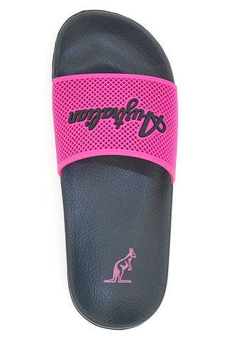 Schwarze Hausschuhe mit fuchsiafarbenem Band und australischem Logo AU24W400