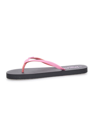 Schwarze Flip-Flops mit rosa Riemen und EVERLAST EV061-Logo