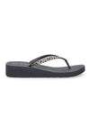 Infradito nere con stampa animalier e suola platform SUPERGA S24T203