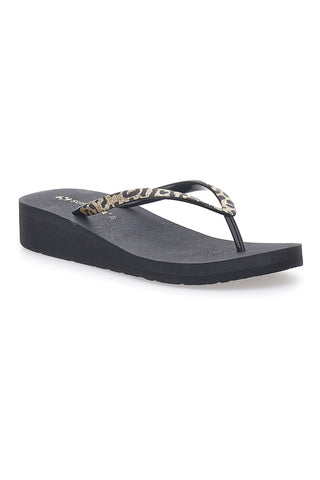 Infradito nere con stampa animalier e suola platform SUPERGA S24T203