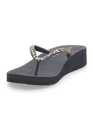 Infradito nere con stampa animalier e suola platform SUPERGA S24T203