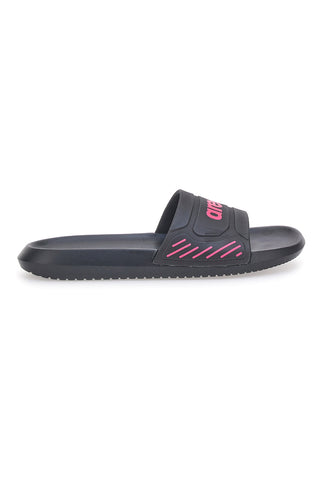 Schwarze Hausschuhe mit fuchsiafarbenem Logo und ergonomischer Sohle ARENA URBAN EASY